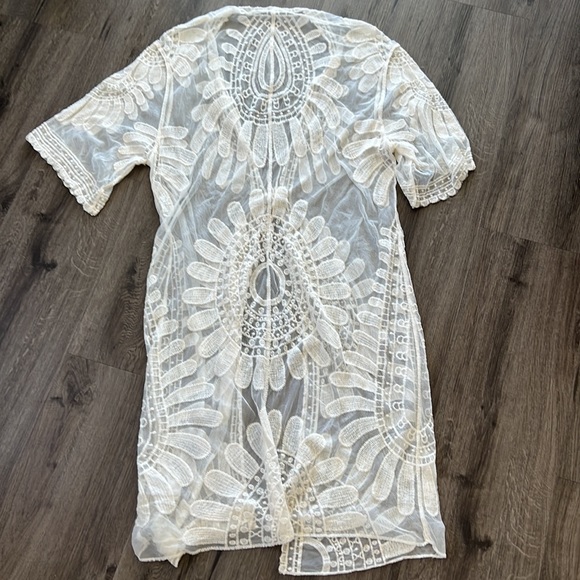 🦋 Floral bohemian sheer kimono beach cover up - Picture 2 of 12
